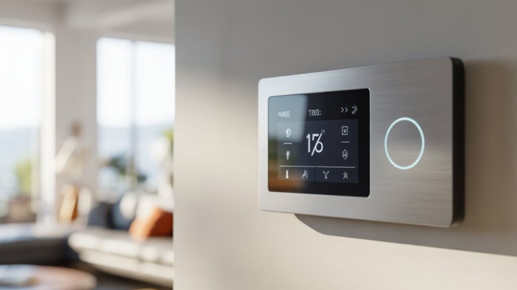 AC controller device managing the operation of an air conditioning system for temperature regulation.